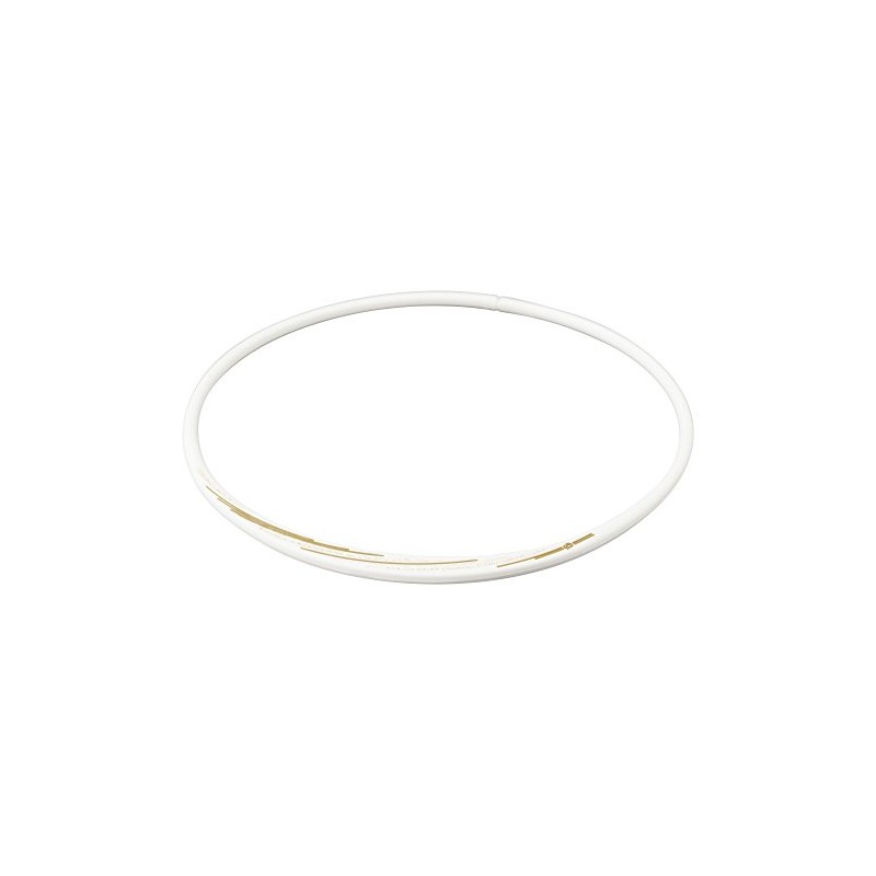 Phiten Rakuwa Necklace, Neck S, Slash Line, Lame Type, White/Gold,