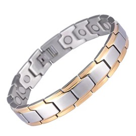 YUNCHUANG Men's Elegant Surgical Steel Bracelet with Wide Links, Titanium, Titanium steel alloy