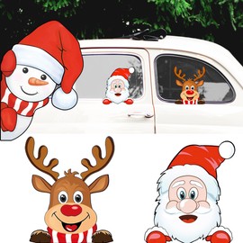 Yewfold Christmas Car Decoration Decal Stickers,Cute Santa Car Window Stickers Decals for Christmas Car Decor Accessories