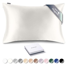 RENESSY Organic Silk Pillowcase 40 x 80 cm - 100% Organic Mulberry Silk, 22 momme, Naturally Hypoallergenic, Promotes Hair and Skin Health, 1 Piece (Natural Silk Off-White)