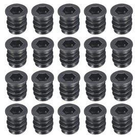 sourcing map 20Pcs Threaded Inserts, M6-1x13 Zinc Plated Carbon Steel Hex Socket Drive Screw-in Nut Threaded Inserts for Wood Working Tools and Accessories