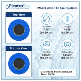 Pleatco PMA40-2003-R-EC Filter Cartridge Replacement for Master Spas, Down East, Eco-Pur, White