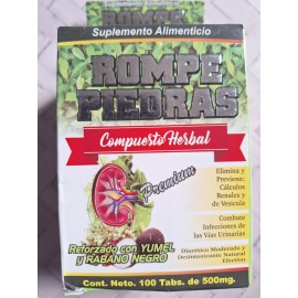 LA FUERZA DE LA SALUD Rompe Piedras 100% Natural Extracto de Plantas 100 Tabs.
