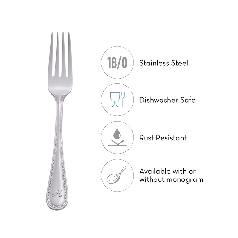 RiverRidge Monogrammed Beaded Flatware Set - B - 46-Piece Silverware