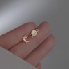 Asymmetrical Planet Star Moon Stud Earrings for Women Sparkly Cubic