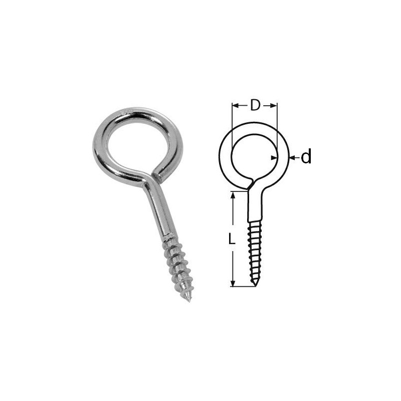 20mm Long screw eye - A4 (marine grade) Stainless -