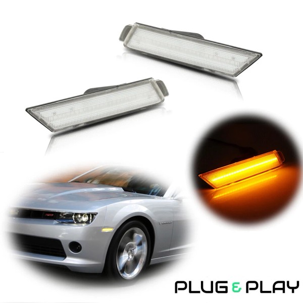 APOLLOLED CLEAR LENS FRONT BUMPER SIDE MARKER REFLECTOR LED LIGHTS