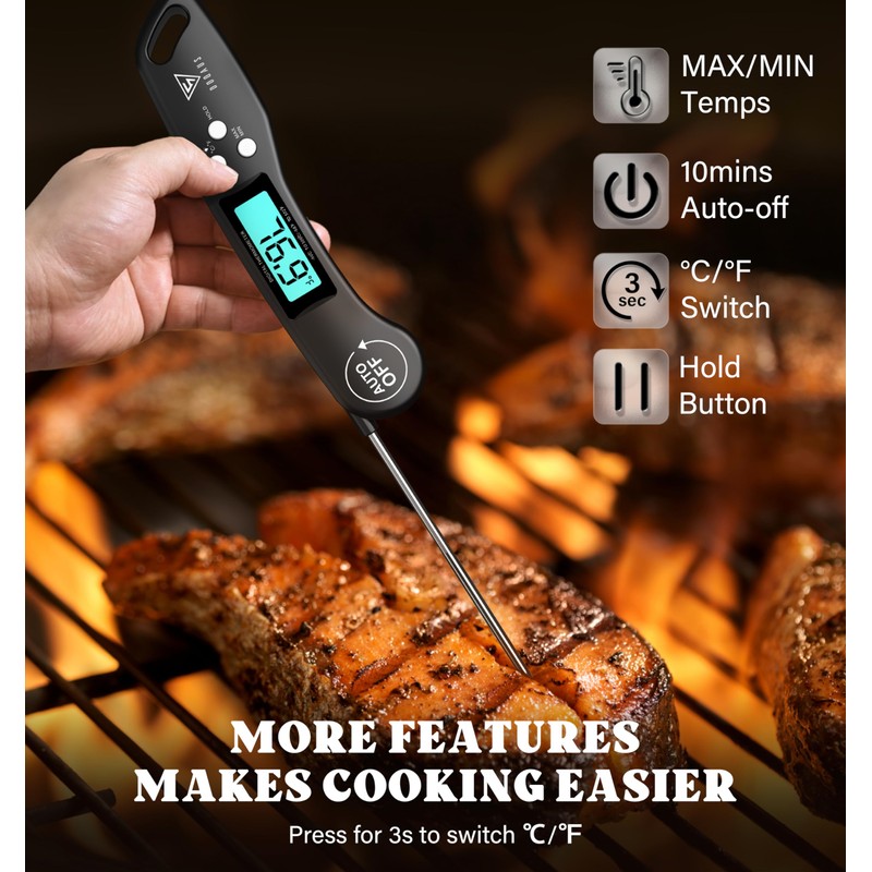 DOQAUS Digital Meat Thermometer, 2 Pack Instant Read Food Thermometer