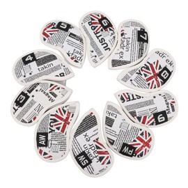 10 Pcs PU Leather Club Protective Iron Headcover, Deluxe Interior Lined Driving Club