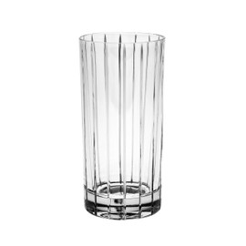 Barski - European Quality Glass- Crystal - Set of 6 - Highball - Hiball Tumblers - 14 oz. - with Classic Clear Striped Design on tumbler - Glasses are Made in Europe