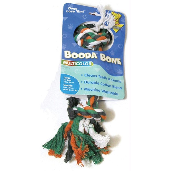 BOODA Pet Products Two Knot Rope Bone Dog Toy in Red, White and Blue Size: Large