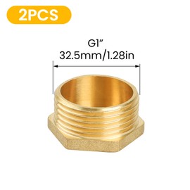YEAUPE PRO Messing Blindstopfen, Außengewinde Dichtkappe G1"(Ø 32,5mm), mit PTFE Dichtband, messing Kappe sechseckig, Schlauchkappe, Gartenwasserschlauch Gewindekappe 2 Stück