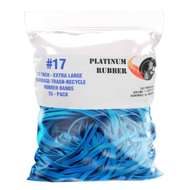 Garbage Trash Can Rubber Bands Blue Large Size 17" Inch Rubberbands Kitchen Compactor Tote Bin 55-65 Gallon, 95, 96-100 Gal Toter Oversize Big bag liner holder, 55 Drums Litter Pails Buckets (25-Pack)