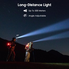 Elmchee Rechargeable Headlamp,2 Pack 2500 Lumen Bright 5 Led Headlamp,14 Modes Adjustable Motion Sensor Headlight with Red Light for Adults& Kids,USB C Waterproof Head Flashlight for Outdoor Hiking