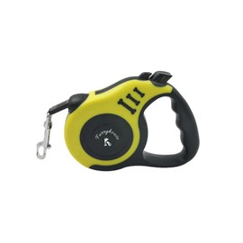 Furryhouse Retractable Dog Leash, 5 Metre with 360° Tangle-Free, Heavy Duty Nylon Tape, Ergonomic Handle with Non-Slip Grip, Metal Clip, Suitable for Dogs Up to 15kg (yellow)