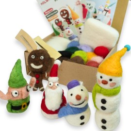Woolbuddy Needle Felting Kit - Holiday Christmas, Complete Felting Kit for Beginners & Adults, Includes Needle Felting Supplies, Felting Mat, Felting Wool, and Felting Needles for Crafting Fun