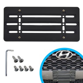 Front Bumper License Plate Bracket for Hyundai, Plate Holder Set w 6 Unique Screw Bolts & Wrench Kit, License Tag Mounting Kit, Quality Plate Holders, Premium Car & Truck Accessories