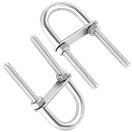 Metal Round U Bolt, Stainless Steel U Shape Bolts Length Steel with Hex Nut, Plate, Washer forr Attaching Piping Conduit Cable Tube Brackets Boat Trailer