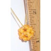 MEI BALTIC AMBER 3MM BEADS WOVEN BALL PENDANT W/16" GF