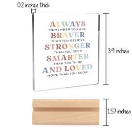 Motivational Gifts for Women, Inspirational Gifts Clear Desk Decorative Sign With Wooden Stand Encouragement Gifts Congratulations Gifts Farewell Gifts for Coworker Friends Women Men