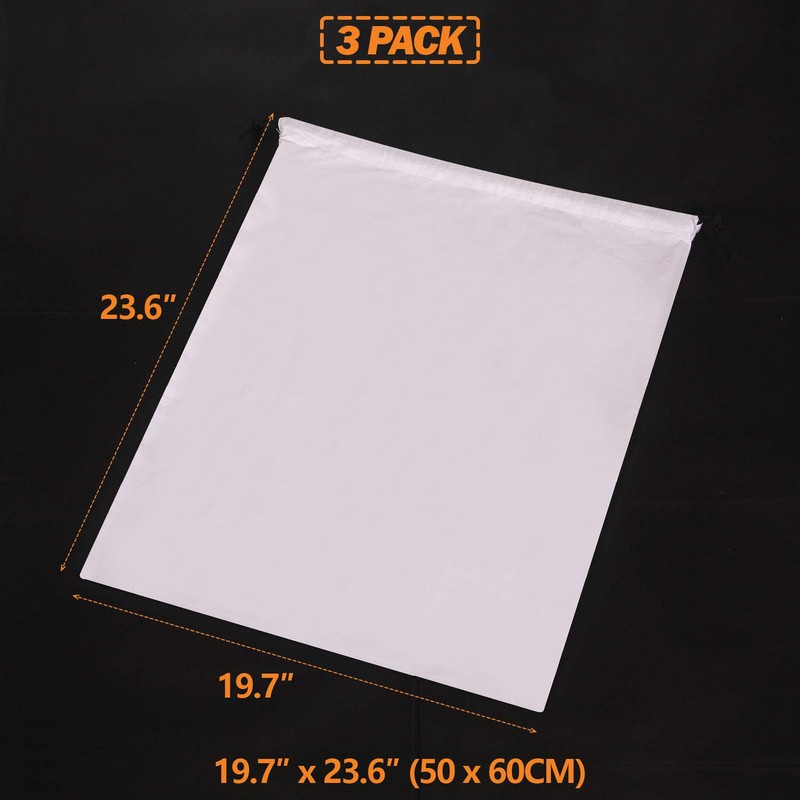 3 Pack Jumbo Drawstring Dust Covers Large Cloth Storage Pouch