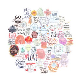 Christian Stickers for Water Bottles Decals Waterproof God Jesus Stickers for Bible Stickers for Journaling Catholic Religious Stickers for Adults Teens Faith Based Gifts for Men Women 52Pcs