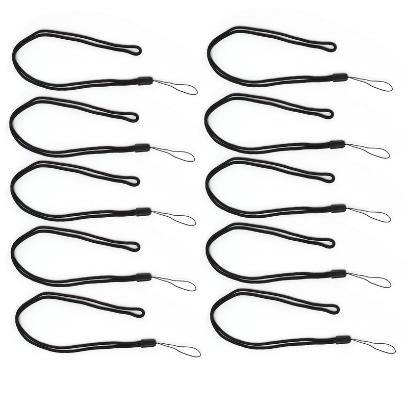 10pcs Neck Lanyard Black Polyester Badge Holder for Students Staff