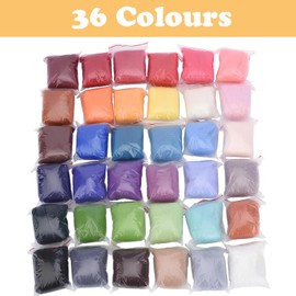 Jlnmmn Felt Wool 36 Colours 3 g Each Needle Felting Set, Felt Wool Felt Starter Set, Needle Felting Starter Kit, Wool for Felting, for Hand Spinning DIY Craft Projects Beginners with Storage Box
