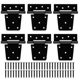 TIBEGOLD 3-1/2 Inch Heavy Duty Gate Hinges, Black Iron Barn Door Hinges, Gate Strap Hinge with Extra-Long Screws, T Hinges for Wooden Fences Yard Gate Shed Barn Door, 6 Pack