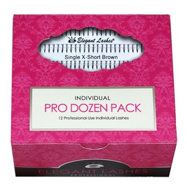 Elegant Lashes Elegant Lashes Individual Single X-Short Brown Lashes (Pro Dozen Pack - 12 Trays)