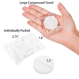 Jucoan 100 Pack Large Compressed Towels Tablets for Travel, Individually Packed Portable Coin Tissue Disposable Face Washcloth for Camping Hiking Sports Hotel Beauty Salon, 12 x 16 Inch