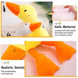 AIXINI White Duck Plush Stuffed Animal, Super Soft Hugging Pillow for Kids Bedding (White Smiling Eyes, 43.3inch)