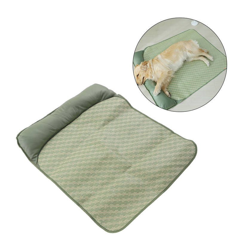 Dog Cooling Mat Breathable Portable Rattan Bed Pet Summer Sleeping