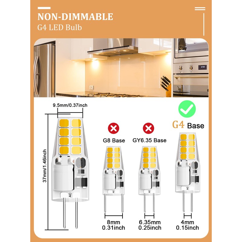 DUMILOO G4 LED Bulb T3 JC Bi-Pin Base 3W AC/DC