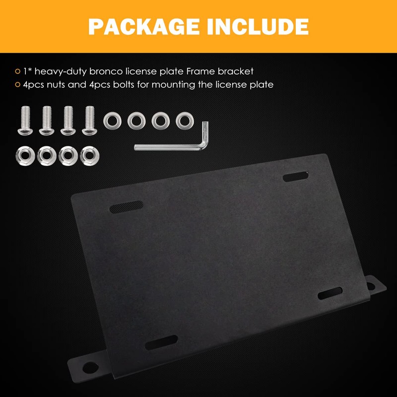 Front License Plate Bracket for Ford Bronco, Steel License Plate