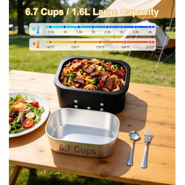 Gorgeous Cordless Electric Lunch Box, 6.7 Cups Smart Timer Auto Heated Lunch Box, 15600mAh Rechargeable Food Warmer for Work, Car, Home, Leakproof Bento Container for Adults