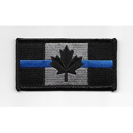 Police Law Enforcement Thin Blue Line Canada Flag Patch with Hook/Loop Backing