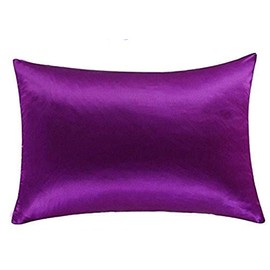 FLCA 100% Mulberry Silk 19 Momme Charmeuse Silk Pillowcase Both Sides Silk Pillow Shams Cover for Skin Health with Hidden Zipper(Purple, Standard)