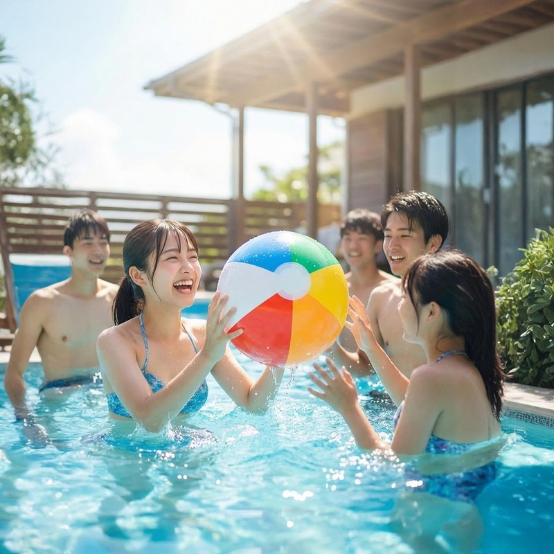 ビーチボール 2個 直径22cm/27cm/33.5cm レインボーカラー プールおもちゃ 空気注入式 サマーパーティー ウォーターゲーム用 (直径27CM 2個)