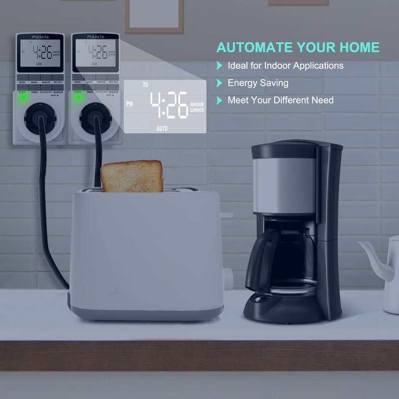 Digital timer socket, Maxcio timer switch with 10 configurable weekly