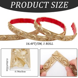 CRASPIRE 16.4Ft/5m Flexible Molding Trim 0.8 inch Wide Peel and Stick Golden Self Adhesive Waterproof Paintable Wall Mirror Corner Edge Tile Trim for Floor Furniture Baseboard Countertops Border Door