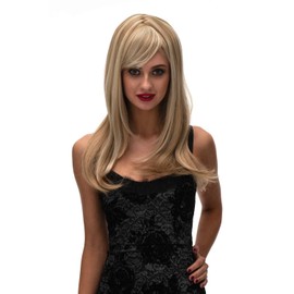 Long blonde wig, face framing with long, side-sweeping fringe: Ashley golden blonde #24B