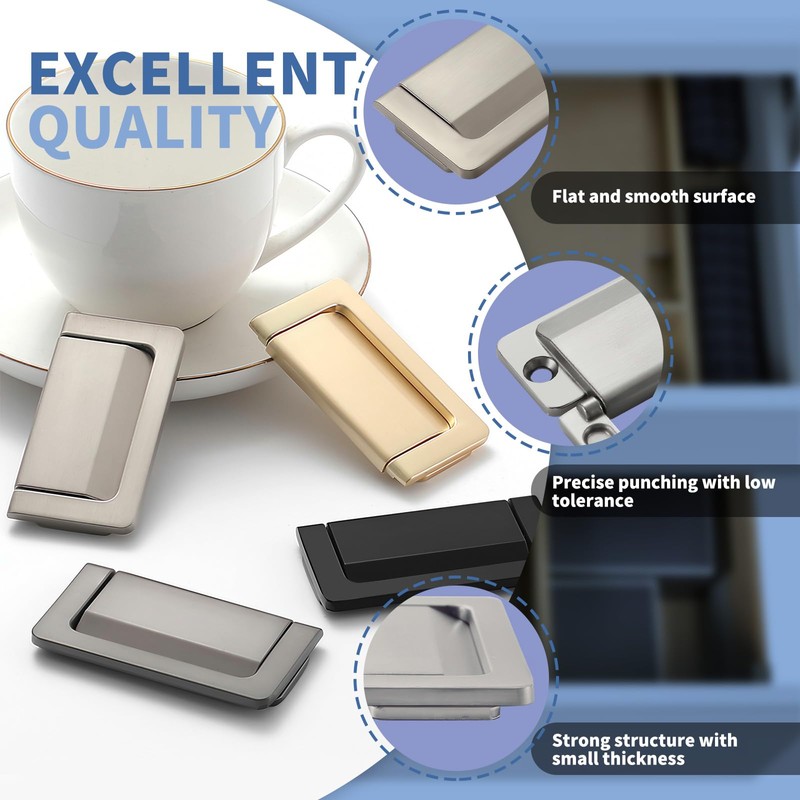 Thatyro 3 Packs 2.9" Invisible Drawer Flush Pull Handle with