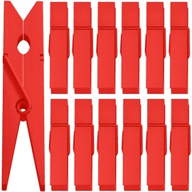 ANJUU 50pcs Craft Wood Clothespins Colored Wooden Photo Clothespins Paper Peg Pins Craft Spring Clips for Home Arts Crafts Decor, 2.75 inches (Red)