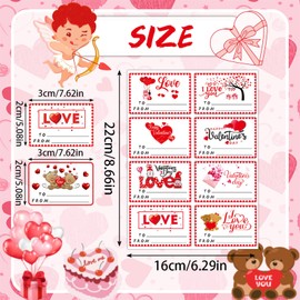 FANOST Valentines Day Stickers Gift Tags Labels for Gift Wrapping, 20 Sheets Self Adhesive Name Writable Seals Stickers for Kids Envelopes Valentine's Day Gift Exchange Package Party Decorations
