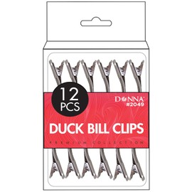 DONNA Duck Bill Clip 12pcs Alligator Hair Clips Metal Duck Bill Hair Clips for Styling Clips for Salon and Women Girls Accessories Silver ​for Styling sectioning and Curling by Hairdresser or Home