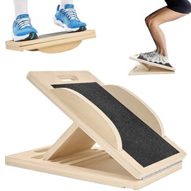 CEWROM Wooden Slant Board for Calf Stretching and Balance, Steel / Wood Calf Stretcher, Adjustable and Portable Slant Board, Physiotherapy Incline Boards for Knees, Ankle, Heel, Feet, Leg