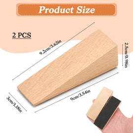 2 Pcs Wooden Door Stop, Non-Slip Door Stopper Base with Rubber, Door Wedges Indoors Doorstops Wedge for Floor, Door Holder for All Types of Doors and Surfaces