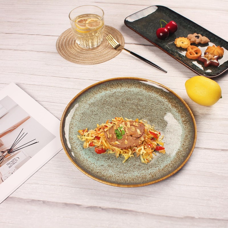 jinsongdafa Ceramic Dinner Plates Dish Set,Set of 4,for Lunch snacks