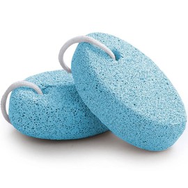 Footvital Lava Pumice Stone for Feet | Natural Foot Callus Remover for Soft, Smooth Skin | Pedicure Spa Tool with Hanging Rope | Blue (Pack of 2)